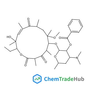 (2S,3R,4S,6R)-4-(Dimethylamino)-2-{[(3R,5R,6R,7R,9R,11E,13S,14R)-14-ethyl-13-hydroxy-7-methoxy-3,5,7,9,11,13-hexamethyl-2,4,10-trioxooxacyclotetradec-11-en-6-yl]oxy}-6-methyltetrahydro-2H-pyran-3-yl b
enzoate