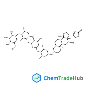 (3beta,5beta,12beta)-3-{[beta-D-Glucopyranosyl-(1->4)-2,6-dideoxy-beta-D-ribo-hexopyranosyl-(1->4)-2,6-dideoxy-beta-D-ribo-hexopyranosyl-(1->4)-2,6-dideoxy-beta-D-ribo-hexopyranosyl]oxy}-12,14-dihydro
xycard-20(22)-enolide