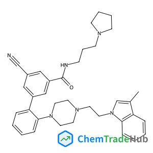 5-Cyano-2'-{4-[2-(3-methyl-1H-indol-1-yl)ethyl]-1-piperazinyl}-N-[3-(1-pyrrolidinyl)propyl]-3-biphenylcarboximidic acid