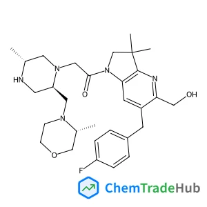 1-[6-(4-Fluorobenzyl)-5-(hydroxymethyl)-3,3-dimethyl-2,3-dihydro-1H-pyrrolo[3,2-b]pyridin-1-yl]-2-[(2R,5R)-5-methyl-2-{[(3R)-3-methyl-4-morpholinyl]methyl}-1-piperazinyl]ethanone