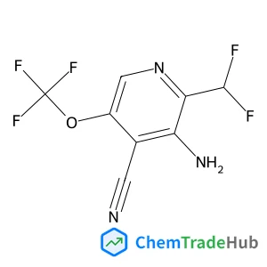 3-Amino-2-(difluoromethyl)-5-(trifluoromethoxy)isonicotinonitrile structure