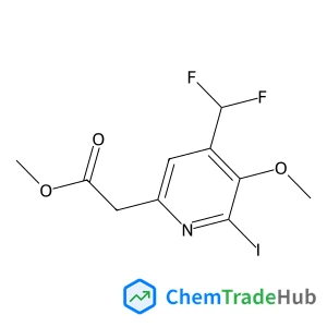 Methyl [4-(difluoromethyl)-6-iodo-5-methoxy-2-pyridinyl]acetate structure