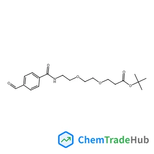 2-Methyl-2-propanyl 3-(2-{2-[(4-formylbenzoyl)amino]ethoxy}ethoxy)propanoate structure