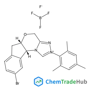4H,6H-Indeno[2,1-b][1,2,4]triazolo[4,3-d][1,4]oxazinium, 9-bromo-5a,10b-dihydro-2-(2,4,6-trimethylphenyl)-, (5aS,10bR)-, tetrafluoroborate(1-) (1:1)