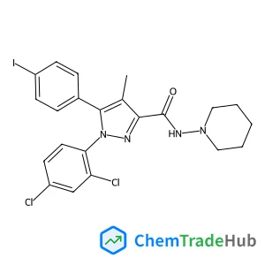 1-(2,4-Dichlorophenyl)-5-(4-iodophenyl)-4-methyl-N-(1-piperidinyl)-1H-pyrazole-3-carboxamide 1-(2,4-Dichlorophenyl)-5-(4-iodophenyl)-4-methyl-N-(1-piperidinyl)-1H-pyrazole-3-carboxamide
