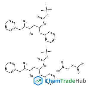 Succinic acid - 2-methyl-2-propanyl [(2S,4S,5S)-5-amino-4-hydroxy-1,6-diphenyl-2-hexanyl]carbamate (1:2)