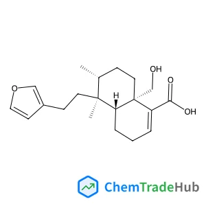 (4aR,5S,6R,8aS)-5-[2-(3-Furyl)ethyl]-8a-(hydroxymethyl)-5,6-dimethyl-3,4,4a,5,6,7,8,8a-octahydro-1-naphthalenecarboxylic acid structure