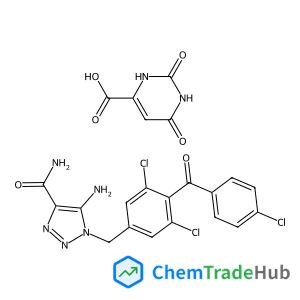 2,6-Dioxo-1,2,3,6-tetrahydro-4-pyrimidinecarboxylic acid - 5-amino-1-[3,5-dichloro-4-(4-chlorobenzoyl)benzyl]-1H-1,2,3-triazole-4-carboxamide (1:1)