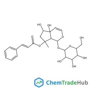 1-(Hexopyranosyloxy)-4a,5-dihydroxy-7-methyl-1,4a,5,6,7,7a-hexahydrocyclopenta[c]pyran-7-yl 3-phenylacrylate structure