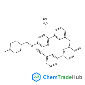 3-[1-(3-{5-[(1-Methyl-4-piperidinyl)methoxy]-2-pyrimidinyl}benzyl)-6-oxo-1,6-dihydro-3-pyridazinyl]benzonitrile hydrochloride hydrate