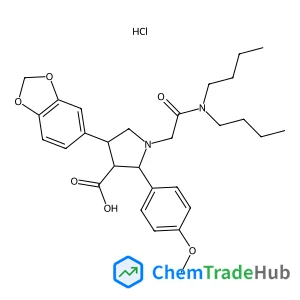 (2R,3R,4S)-4-(1,3-Benzodioxol-5-yl)-1-[2-(dibutylamino)-2-oxoethyl]-2-(4-methoxyphenyl)-3-pyrrolidinecarboxylic acid hydrochloride (1:1)