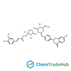 4-[(2S)-7-Hydroxy-4-oxo-3,4-dihydro-2H-chromen-2-yl]phenyl 2-O-[(2S,3R,4S)-3,4-dihydroxy-4-({[(2E)-3-(4-hydroxy-3-methoxyphenyl)-2-propenoyl]oxy}methyl)tetrahydro-2-furanyl]-beta-D-glucopyranoside