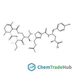 (2S,4R)-4-{[(2-{(1R,3R)-1-Acetoxy-4-methyl-3-[{[(3-methylbutanoyl)oxy]methyl}(N-{[(2R)-1-methyl-2-piperidinyl]carbonyl}-L-alloisoleucyl)amino]pentyl}-1,3-thiazol-4-yl)carbonyl]amino}-5-(4-hydroxypheny
l)-2-methylpentanoic acid