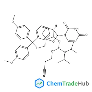 1-{(3xi)-2,5-Anhydro-4-{[bis(4-methoxyphenyl)(phenyl)methoxy]methyl}-3-O-[(2-cyanoethoxy)(diisopropylamino)phosphino]-alpha-L-threo-pentofuranosyl}-2,4(1H,3H)-pyrimidinedione