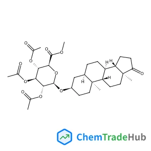 Methyl (3alpha,5beta)-17-oxoandrostan-3-yl 2,3,4-tri-O-acetyl-beta-D-glucopyranosiduronate structure