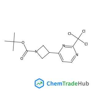 2-Methyl-2-propanyl 3-[2-(trichloromethyl)-4-pyrimidinyl]-1-azetidinecarboxylate structure
