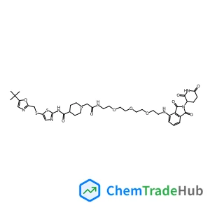 1-(14-{[2-(2,6-Dioxo-3-piperidinyl)-1,3-dioxo-2,3-dihydro-1H-isoindol-4-yl]amino}-2-oxo-6,9,12-trioxa-3-azatetradec-1-yl)-N-[5-({[5-(2-methyl-2-propanyl)-1,3-oxazol-2-yl]methyl}sulfanyl)-1,3-thiazol-2
-yl]-4-piperidinecarboxamide