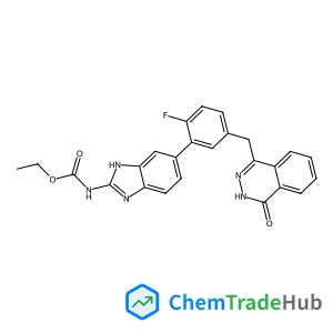 Ethyl (6-{2-fluoro-5-[(4-oxo-3,4-dihydro-1-phthalazinyl)methyl]phenyl}-1H-benzimidazol-2-yl)carbamate