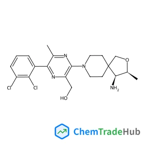 {3-[(3S,4S)-4-Amino-3-methyl-2-oxa-8-azaspiro[4.5]dec-8-yl]-6-(2,3-dichlorophenyl)-5-methyl-2-pyrazinyl}methanol