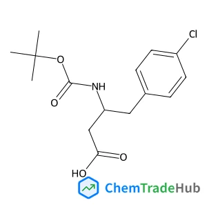 (3R)-4-(4-Chlorophenyl)-3-({[(2-methyl-2-propanyl)oxy]carbonyl}amino)butanoic acid structure