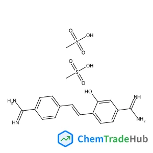 4-[(E)-2-(4-Carbamimidoylphenyl)vinyl]-3-hydroxybenzenecarboximidamide methanesulfonate (1:2)