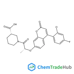 (3S)-1-[(2R)-2-{[4-(2-Chloro-4-fluorophenyl)-2-oxo-2H-chromen-7-yl]oxy}propanoyl]-3-piperidinecarboxylic acid