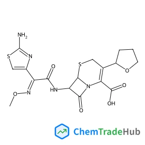 (6R,7R)-7-{[(2Z)-2-(2-Amino-1,3-thiazol-4-yl)-2-(methoxyimino)acetyl]amino}-8-oxo-3-[(2S)-tetrahydro-2-furanyl]-5-thia-1-azabicyclo[4.2.0]oct-2-ene-2-carboxylic acid