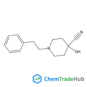 4-Hydroxy-1-(2-phenylethyl)-4-piperidinecarbonitrile structure