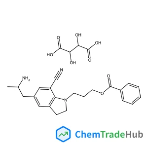 (2R,3R)-2,3-Dihydroxysuccinic acid - 3-{5-[(2R)-2-aminopropyl]-7-cyano-2,3-dihydro-1H-indol-1-yl}propyl benzoate (1:1)
