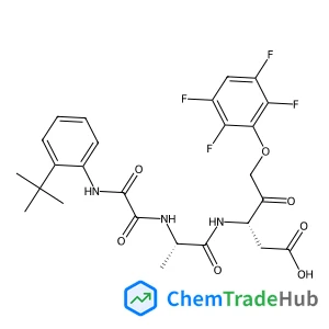 (3S)-3-({N-[{[2-(2-Methyl-2-propanyl)phenyl]amino}(oxo)acetyl]-L-alanyl}amino)-4-oxo-5-(2,3,5,6-tetrafluorophenoxy)pentanoic acid