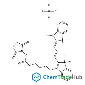 1-{6-[(2,5-Dioxo-1-pyrrolidinyl)oxy]-6-oxohexyl}-3,3-dimethyl-2-[(1E,3E)-3-(1,3,3-trimethyl-1,3-dihydro-2H-indol-2-ylidene)-1-propen-1-yl]-3H-indolium tetrafluoroborate