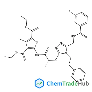 2,4-Diethyl 5-[[(2R)-2-[[5-[[(3-fluorobenzoyl)amino]methyl]-4-(2-phenylethyl)-4H-1,2,4-triazol-3-yl]thio]-1-oxopropyl]amino]-3-methyl-2,4-thiophenedicarboxylate