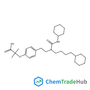 2-[(4-{2-[(4-Cyclohexylbutyl)(cyclohexylcarbamoyl)amino]ethyl}phenyl)sulfanyl]-2-methylpropanoic acid