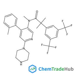 2-[3,5-Bis(trifluoromethyl)phenyl]-N,2-dimethyl-N-[4-(2-methylphenyl)-6-(1-piperazinyl)-3-pyridinyl]propanamide