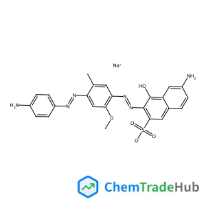 Sodium 6-amino-3-[(E)-{4-[(E)-(4-aminophenyl)diazenyl]-2-methoxy-5-methylphenyl}diazenyl]-4-hydroxy-2-naphthalenesulfonate structure