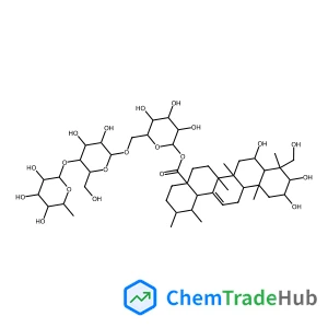 [(2S,3R,4S,5S,6R)-6-[[(2R,3R,4R,5S,6R)-3,4-dihydroxy-6-(hydroxymethyl)-5-[(2S,3R,4R,5R,6S)-3,4,5-trihydroxy-6-methyloxan-2-yl]oxyoxan-2-yl]oxymethyl]-3,4,5-trihydroxyoxan-2-yl] (1S,2R,4aS,6aR,6aR,6bR,8R,8aR,9R,10R,11R,12aR,14bS)-8,10,11-trihydroxy-9-(hydroxymethyl)-1,2,6a,6b,9,12a-hexamethyl-2,3,4,5,6,6a,7,8,8a,10,11,12,13,14b-tetradecahydro-1H-picene-4a-carboxylate