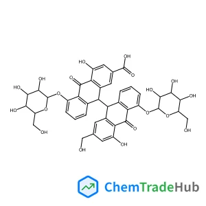 (9R,9'R)-5,5'-Bis(beta-D-glucopyranosyloxy)-4,4'-dihydroxy-2'-(hydroxymethyl)-10,10'-dioxo-9,9',10,10'-tetrahydro-9,9'-bianthracene-2-carboxylic acid