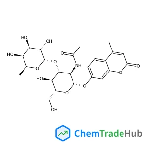 4-Methyl-2-oxo-2H-chromen-7-yl 2-acetamido-2-deoxy-3-O-(6-deoxy-alpha-L-galactopyranosyl)-beta-D-glucopyranoside structure