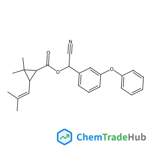 Cyano(3-phenoxyphenyl)methyl (1R,3R)-2,2-dimethyl-3-(2-methyl-1-propen-1-yl)cyclopropanecarboxylate Cyano(3-phenoxyphenyl)methyl (1R,3R)-2,2-dimethyl-3-(2-methyl-1-propen-1-yl)cyclopropanecarboxylate