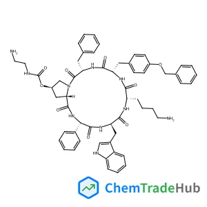 Cyclo[(2S)-2-phenylglycyl-D-tryptophyl-L-lysyl-O-benzyl-L-tyrosyl-L-phenylalanyl-(4R)-4-{[(2-aminoethyl)carbamoyl]oxy}-L-prolyl]