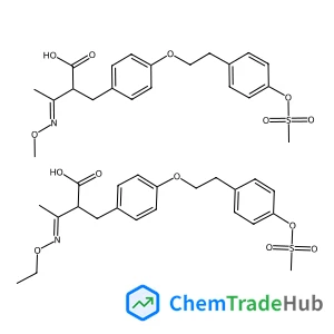 3-Ethoxyimino-2-[[4-[2-(4-methylsulfonyloxyphenyl)ethoxy]phenyl]methyl]butanoic acid;3-methoxyimino-2-[[4-[2-(4-methylsulfonyloxyphenyl)ethoxy]phenyl]methyl]butanoic acid
