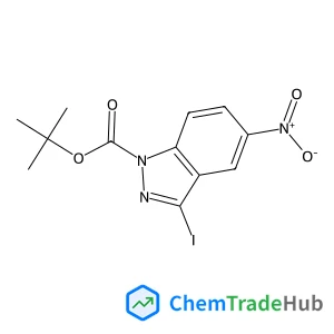 Tert-butyl 3-iodo-5-nitro-1H-indazole-1-carboxylate structure