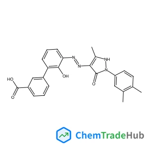 3-[(5Z)-5-{2-[2-(3,4-dimethylphenyl)-5-methyl-3-oxo-2,3-dihydro-1H-pyrazol-4-yl]hydrazin-1-ylidene}-6-oxocyclohexa-1,3-dien-1-yl]benzoic acid
