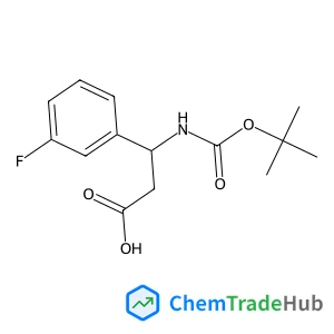 (3R)-3-(3-Fluorophenyl)-3-({[(2-methyl-2-propanyl)oxy]carbonyl}amino)propanoic acid structure