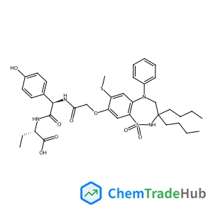 (2S)-2-{[(2R)-2-[({[3,3-Dibutyl-7-(methylsulfanyl)-1,1-dioxido-5-phenyl-2,3,4,5-tetrahydro-1,2,5-benzothiadiazepin-8-yl]oxy}acetyl)amino]-2-(4-hydroxyphenyl)acetyl]amino}butanoic acid
