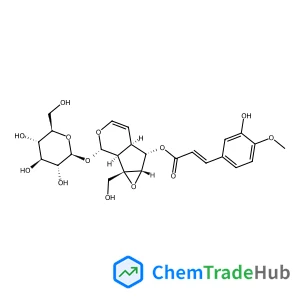 (1aS,1bS,2S,5aR,6S,6aS)-2-(beta-D-Glucopyranosyloxy)-1a-(hydroxymethyl)-1a,1b,2,5a,6,6a-hexahydrooxireno[4,5]cyclopenta[1,2-c]pyran-6-yl (2E)-3-(3-hydroxy-4-methoxyphenyl)acrylate