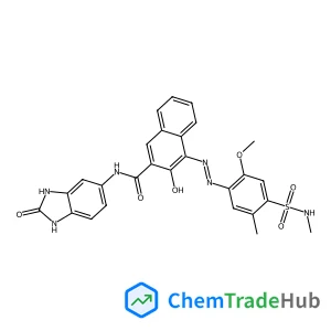 3-Hydroxy-4-{(E)-[2-methoxy-5-methyl-4-(methylsulfamoyl)phenyl]diazenyl}-N-(2-oxo-2,3-dihydro-1H-benzimidazol-5-yl)-2-naphthamide