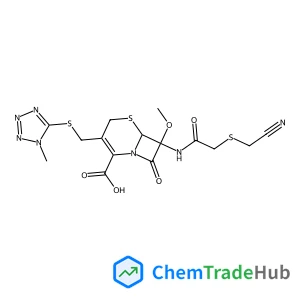 (6R,7S)-7-({[(Cyanomethyl)sulfanyl]acetyl}amino)-7-methoxy-3-{[(1-methyl-1H-tetrazol-5-yl)sulfanyl]methyl}-8-oxo-5-thia-1-azabicyclo[4.2.0]oct-2-ene-2-carboxylic acid