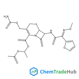 5-Thia-1-azabicyclo[4.2.0]oct-2-ene-2-carboxylic acid,3-[[(aminocarbonyl)oxy]methyl]-7-[[(2Z)-2-furanyl(methoxyimino)acetyl]amino]-8-oxo-, 1-(acetyloxy)ethyl ester, (6R,7R)-