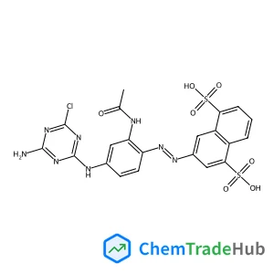 3-[(E)-{2-Acetamido-4-[(4-amino-6-chloro-1,3,5-triazin-2-yl)amino]phenyl}diazenyl]-1,5-naphthalenedisulfonic acid